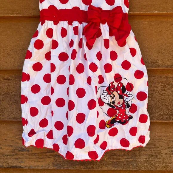 Disney Parks Minnie Mouse Polka Dot Dress Girls Size S Red & White - Picture 6 of 9